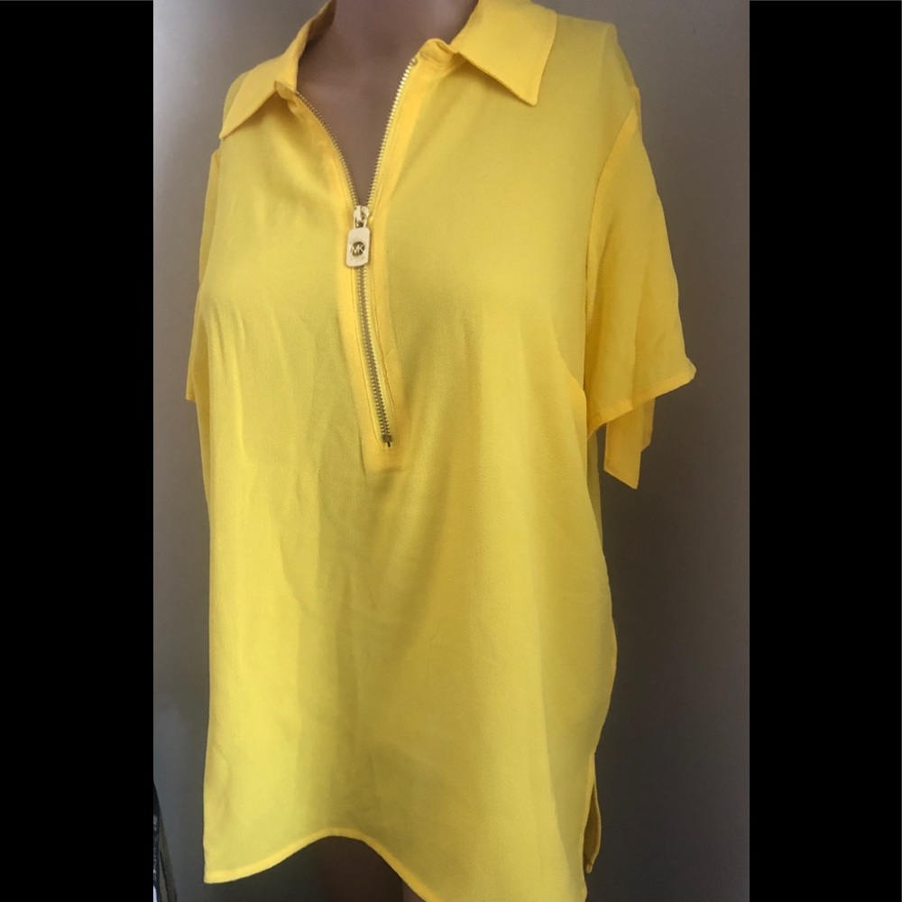 Michael Kors yellow zippered blouse